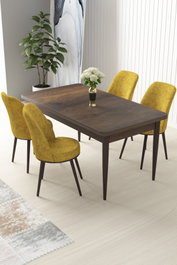Hanah Home Juego de Mesa y Sillas de Comedor de 5 Piezas Barroco y Mostaza